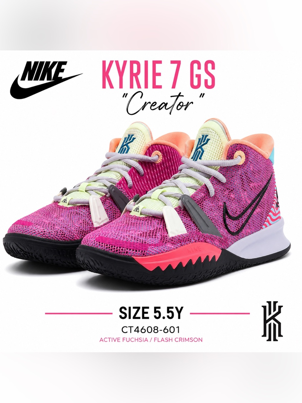 💕 Nike Kyrie 7 GS “Creator” – Size 5.5Y